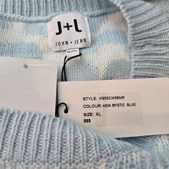 John + Jenn Blue Leopard Print Knit Sweater Women’s Size XL Soft Cozy Pullover - Picture 7 of 7